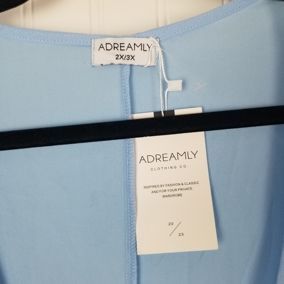 Adreamly Womens Coverup Size 2X 3X Light Blue White Pom-Pom Trim Layer Beach - Picture 7 of 8